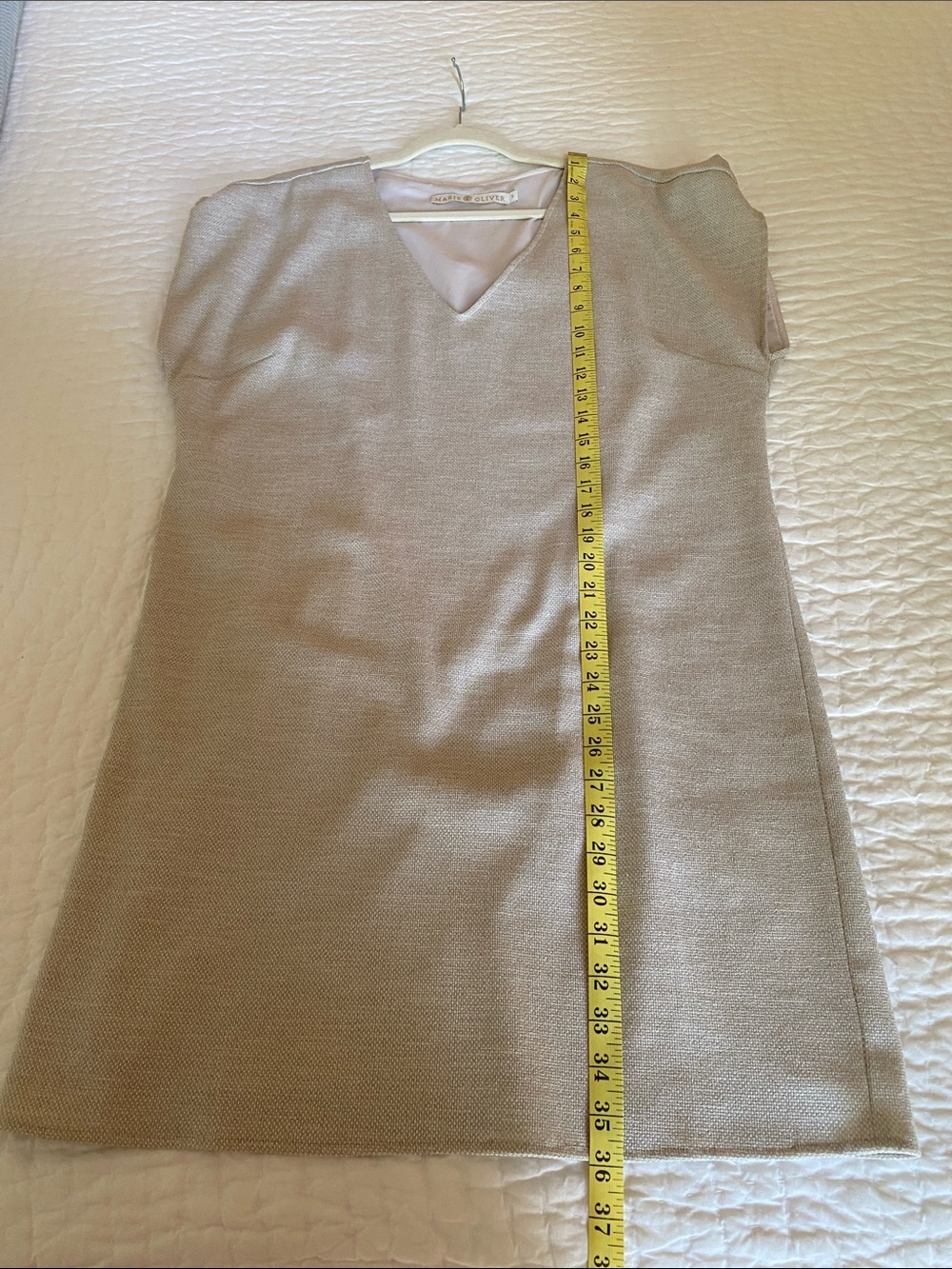 Marie Oliver Cream V-Neck Textured Dress - Picture 7 of 7